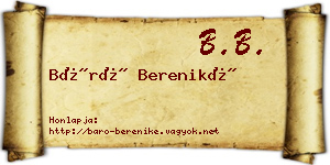 Báró Bereniké névjegykártya